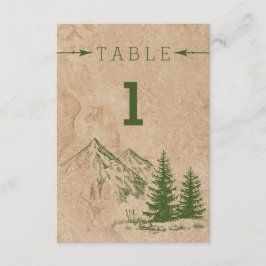 素朴な景観の山岳地帯の結婚式 テーブル番号 招待状