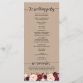 素朴な書道の結婚式 プログラムカードデザイン プログラム (裏面)