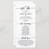 素朴な書道の結婚式 プログラムカードデザイン プログラム (正面/裏面)