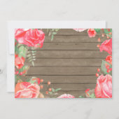 素朴な最初の1歳の誕生日招待状 赤い花 招待状 (裏面)