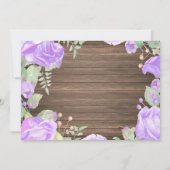 素朴な最初第1誕生日の招待状の紫色の花柄 招待状 (裏面)