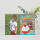 素朴な最初誕生日の招待状大きい1を採取します 招待状 (スタンド正面)