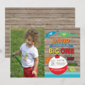 素朴な最初誕生日の招待状大きい1を採取します 招待状 (正面/裏面)