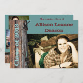 素朴な有刺鉄線の卒業の発表 招待状 (正面/裏面)