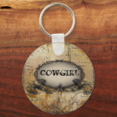 素朴な有刺鉄線の西カントリー結婚カウボーイ キーホルダー (正面)