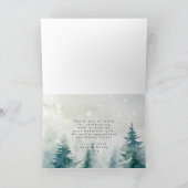 素朴な木々の冬の結婚森のサンキューカード カード (内部)