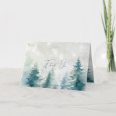 素朴な木々の冬の結婚森のサンキューカード カード (正面)