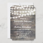 素朴な木およびひもライトリハーサルの夕食 招待状 (裏面)