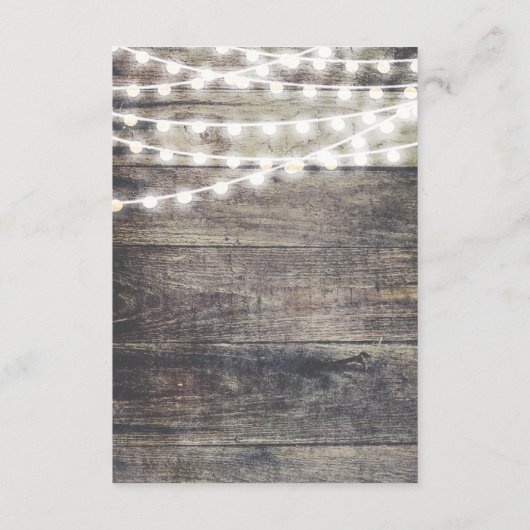 素朴な木およびひもライト結婚披露宴 エンクロージャーカード (裏面)