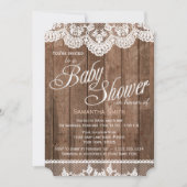 素朴な木およびレースのベビーシャワーの招待状 招待状 (正面)