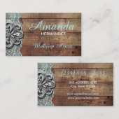 素朴な木およびレースのメーキャップアーティストの名刺 名刺 (正面/裏面)