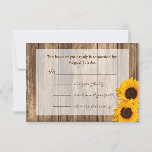 素朴な木およびレースのRSVPの結婚式 出欠カード (裏面)