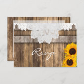 素朴な木およびレースのRSVPの結婚式 出欠カード (正面/裏面)