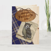 素朴な木および格子縞の父の日カード カード (正面)