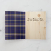 素朴な木および格子縞の父の日カード カード (内部)