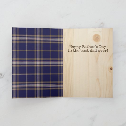 素朴な木および格子縞の父の日カード カード (内部)