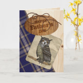 素朴な木および格子縞の父の日カード カード (黄色い花)