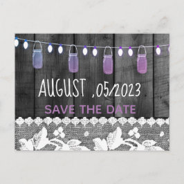 素朴な木で日付を保存，レース，文字列の光 案内ポストカード