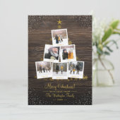 素朴な木とゴールドのクリスマスツリー 6枚の写真のカード 招待状 (スタンド正面)