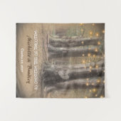 素朴な木とストリングライトのウェディング タペストリー (正面(横))