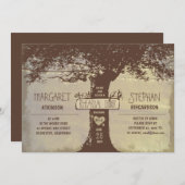 素朴な木とストリングライトのリハーサル夕食 招待状 (正面/裏面)