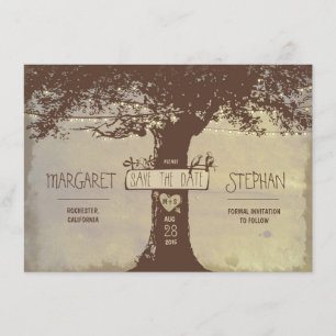 素朴な木とストリングライトは日付カードを保存 セーブザデート