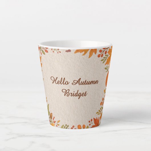 素朴な木とハイゲ離れーハロー秋 カフェラテマグ (正面)