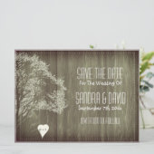 素朴な木とハートの結婚式延期のお知らせ 招待状 (スタンド正面)