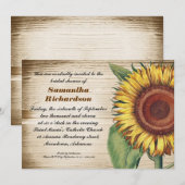 素朴な木とヒマワリのブライダルシャワー招待状 招待状 (正面/裏面)