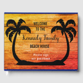 素朴な木とヤシの木のビーチハウスウェルカム ゲストブック (正面)