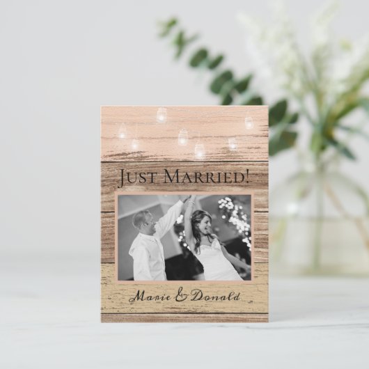 素朴な木とランタンの結婚発表 (スタンド正面)