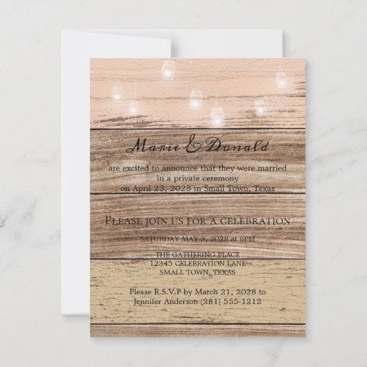 素朴な木とランタンの結婚発表 (裏面)