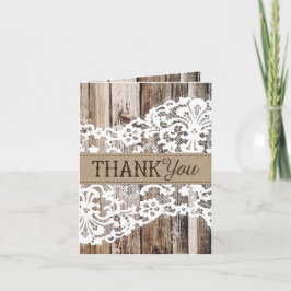 素朴な木とレースの感謝カード サンキューカード