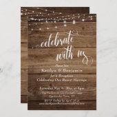 素朴な木と光のお祝い　私たちと一緒にお祝いしませんか レセプション 招待状 (正面/裏面)