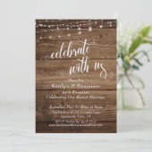 素朴な木と光のお祝い　私たちと一緒にお祝いしませんか レセプション 招待状 (スタンド正面)
