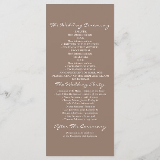 素朴な木と彫られたハート結婚式プログラム プログラム (裏面)