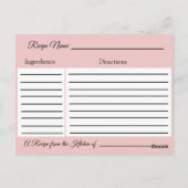 素朴な木と花 ピンクとタン レシピカード ポストカード (裏面)