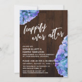 素朴な木と青いハイドランジアが永遠に幸せ 招待状 (正面)