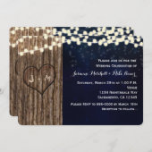 素朴な木によって切り分けられるハート夜結婚式招待状 招待状 (正面/裏面)