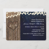 素朴な木によって切り分けられるハート夜結婚式招待状 招待状 (正面)