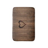 素朴な木によって燃やされるハートのプリント バスマット (正面縦)