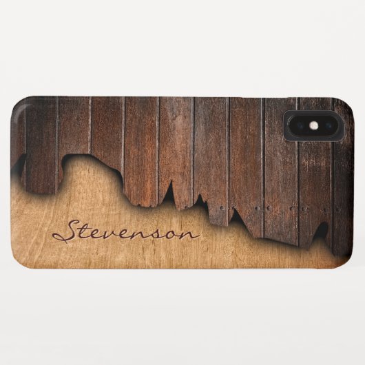 素朴な木によって裂かれる木製の一見-モノグラムの名前 Case-Mate iPhoneケース (裏面(横))