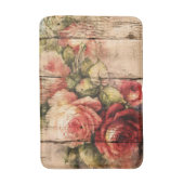 素朴な木に描かれた美しいバラ バスマット (正面縦)