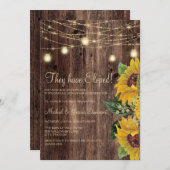 素朴な木のひまわりストリングライトのエロープメント 招待状 (正面/裏面)