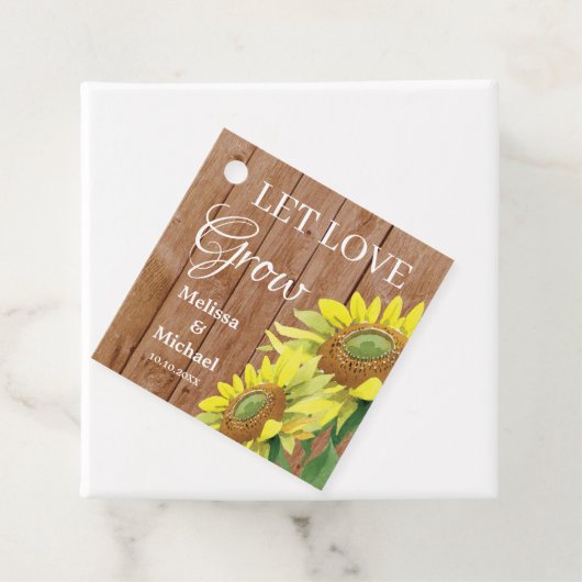 素朴な木のひまわり愛で結婚式を成長 フェイバータグ (インサイチュ)