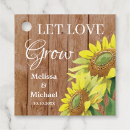 素朴な木のひまわり愛で結婚式を成長 フェイバータグ