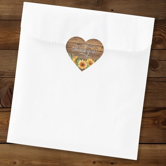 素朴な木のひまわり ありがとう!ステッカー ハートシール