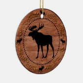 素朴な木のアメリカヘラジカの円のオーナメント セラミックオーナメント (右)