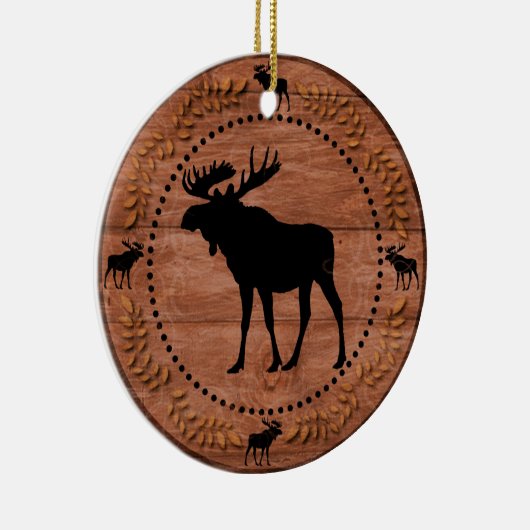 素朴な木のアメリカヘラジカの円のオーナメント セラミックオーナメント (右)