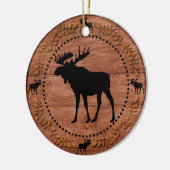 素朴な木のアメリカヘラジカの円のオーナメント セラミックオーナメント (左)